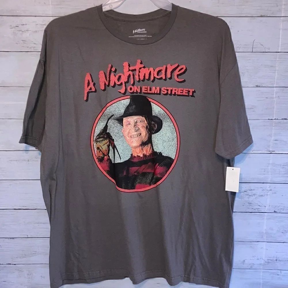 Big Mens Cotton Nightmare On Elm Street Graphic Short Sleeve T-Shirt Size 2X